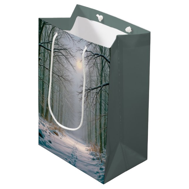 Birthday Footprints In a Forest Lit By Moonlight Medium Gift Bag (Front Angled)