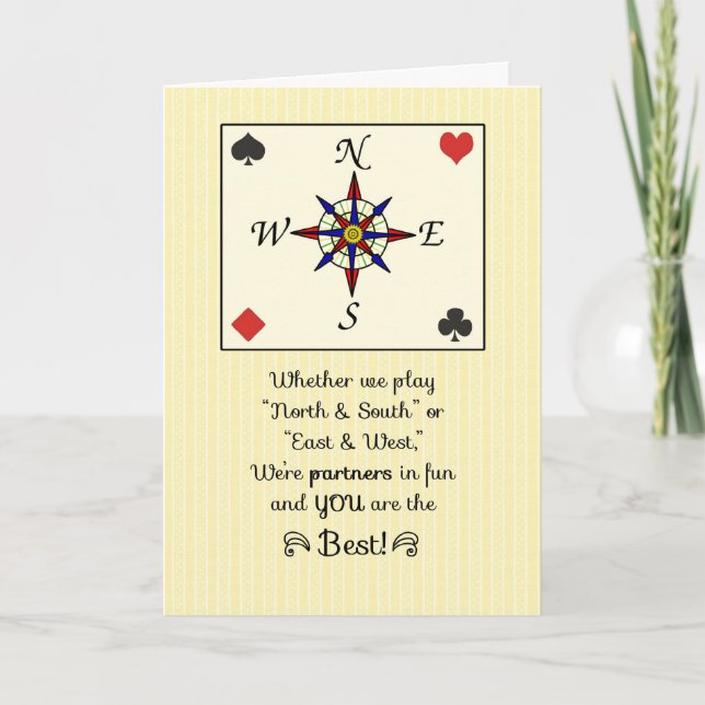 Birthday for  Bridge Partner, Partners in Fun Card (Front)