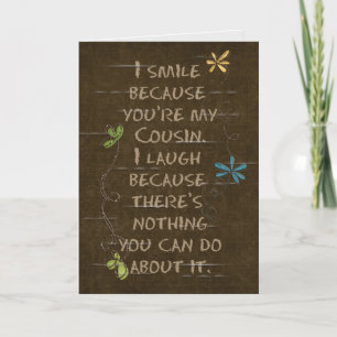 Birthday for Cousin-floral glitter on brown Card
