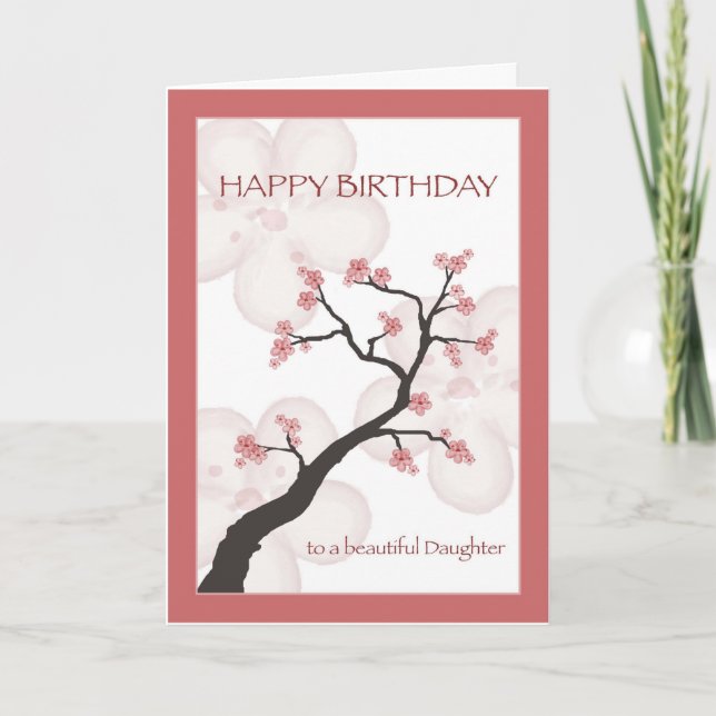 Birthday for Daughter, Chinese Blossom Tree Card (Front)