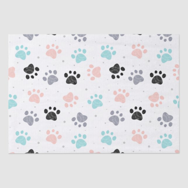 Birthday for dogs, dog paw prints pattern tissue paper (Front)