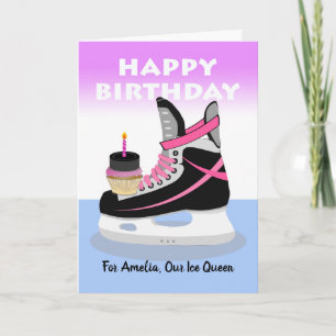 Birthday for Female Ice Hockey Player, Add a Name Card