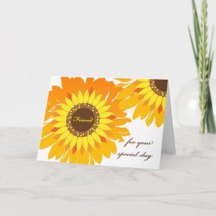 Birthday for Friend, Bright Sunflowers Card