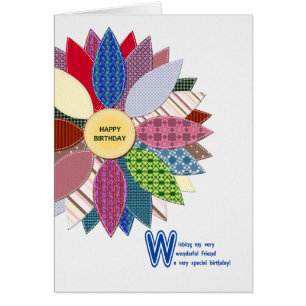 Birthday for friend, stitched flower