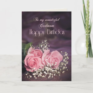 Birthday for Godmom with Pink Roses Card