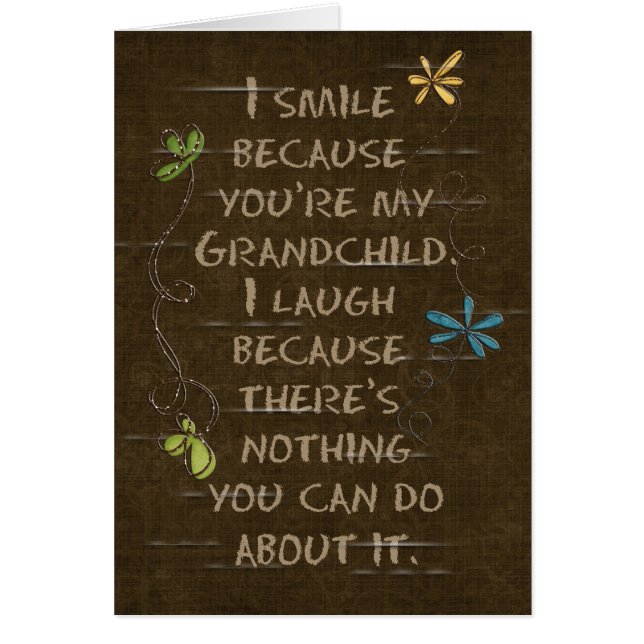 Birthday for Grandchild-floral glitter on brown (Front)