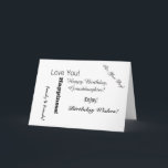 Birthday for Granddaughter, black text on white. Card<br><div class="desc">A fun birthday greeting for any granddaughter in black text on a white background.</div>