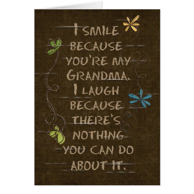 Birthday for Grandma-floral glitter on brown (Front)