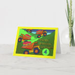 Birthday for Grandson, Dump Trucks and Cupcakes Card<br><div class="desc">Colourful dump trucks are loaded with cupcakes for a grandson's 4th birthday.</div>