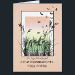 Birthday for Great Granddaughter, with Butterflies<br><div class="desc">Birthday card for your great granddaughter. A beautiful birthday card showing meadow grasses and butterflies.An abstract sunset in the background lends a lovey tranquil atmosphere. A lovely verse inside completes this birthday card to say 'happy birthday".</div>