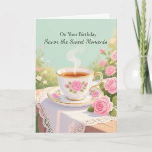 Birthday for Her Sweet Moments Rose Teacup Garden Card