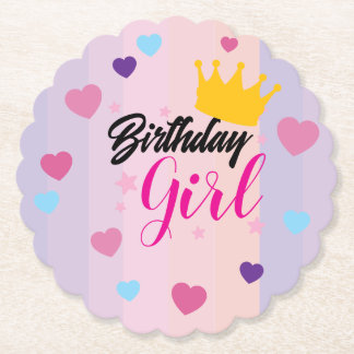 Birthday for little girls paper cloaster coaster