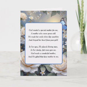 Birthday for Mom Poem Blue Butterflies and Roses Card