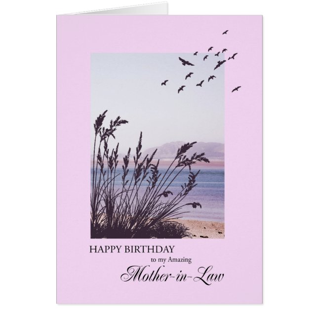 Birthday for Mother-in-Law, seaside scene (Front)