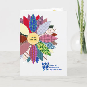 Birthday for mother, stitched flower card