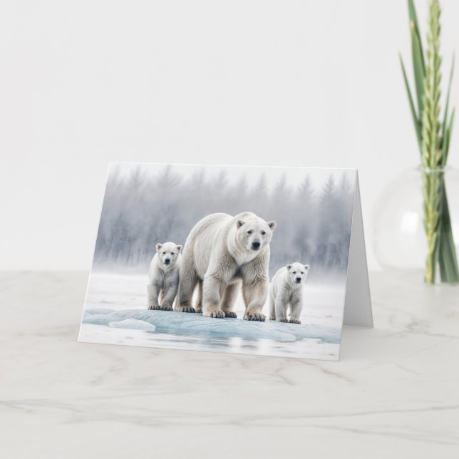Birthday For Mum Polar Bear Family On Ice Card (Front)