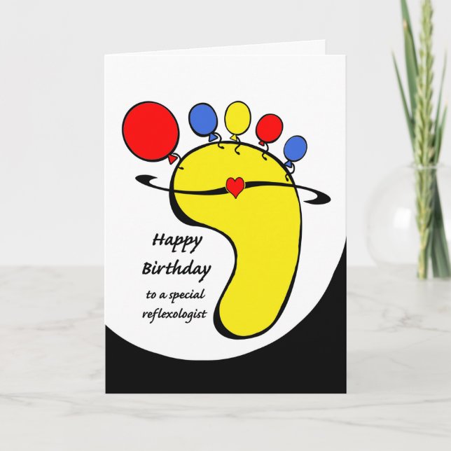 Birthday for Reflexologist, Balloon Toes on Foot Card (Front)