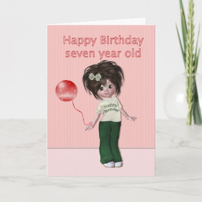 Birthday for Seven Year Old Girl Card (Front)