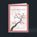 Birthday for Sister, Chinese Blossom Tree Card<br><div class="desc">Beautiful birthday card for your sister features illustration of a Chinese blossom tree with pink flower petals in a frame of coordinating colours.</div>