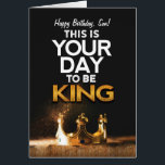 Birthday for Son, This is Your day to be King<br><div class="desc">Wish your son a Happy Birthday with this unique card featuring the message, "Happy Birthday, Son! This is Your day to be King." Design includes digitally rendered gold glitter effect for the word "king" and a gold crown with jewels background. Inside includes this message but can be customized to fit...</div>