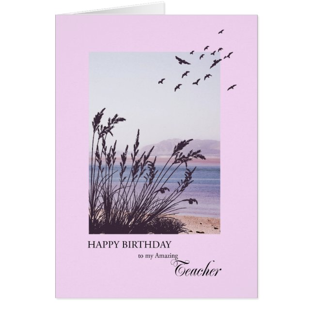 Birthday for teacher, seaside scene (Front)