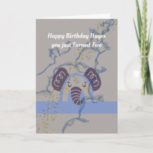 Birthday for Two Yr. Old Boy with Elephant Card