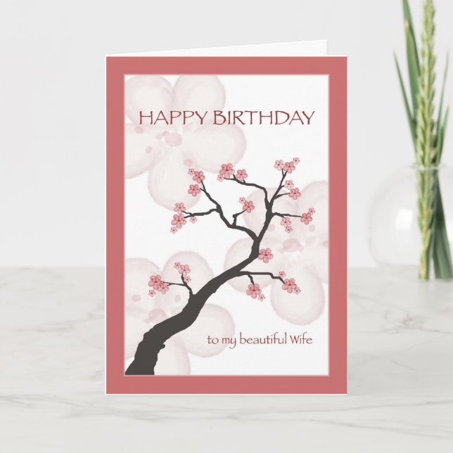 Birthday for Wife, Chinese Blossom Tree Card (Front)