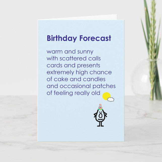 Birthday Forecast - a funny birthday poem Card (Front)