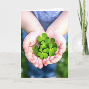 Birthday Four-Leaf Clovers In Little Hands Card