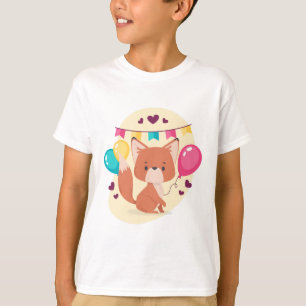 Birthday Fox Cute Party Balloons T-Shirt