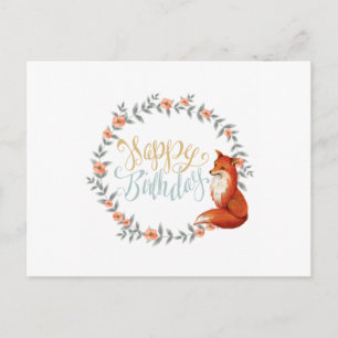 Birthday Fox Wreath Postcard