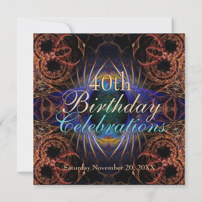 Birthday Fractal Celebrations Invitation (Front)