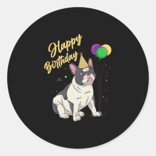 Birthday French Bulldog Classic Round Sticker