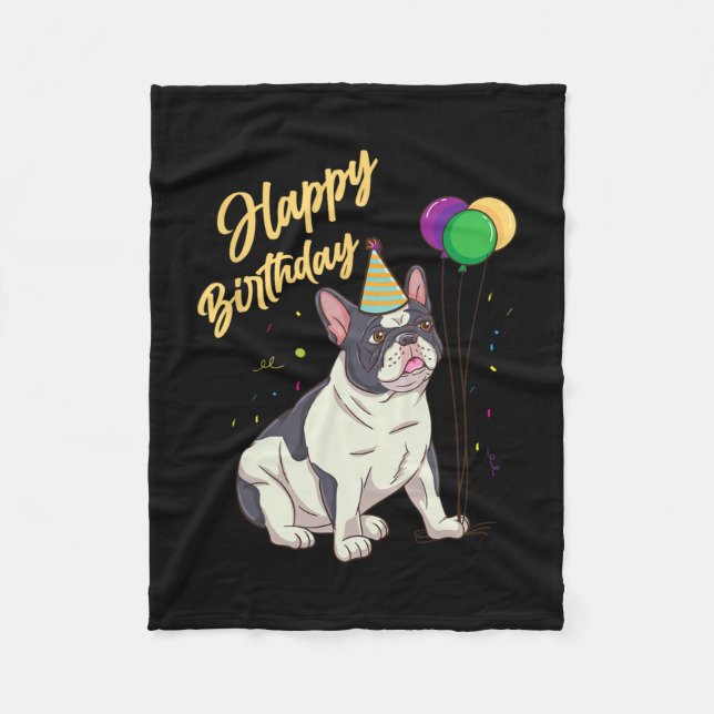 Birthday French Bulldog  Fleece Blanket (Front)