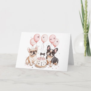 Birthday French Bulldogs Birthday Cake Card