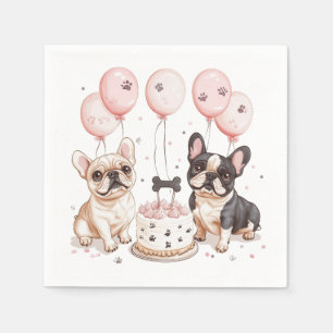 Birthday French Bulldogs Birthday Cake Napkin