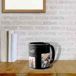 Birthday friend black photo names mug<br><div class="desc">A gift from friends for a woman's 21st birthday, celebrating her life with 3 of your photos of her, her friends, family, interest or pets. Personalise and add her name, age 21 and your names. White coloured letters. A chic, classic black background. Her name is written with a modern hand...</div>