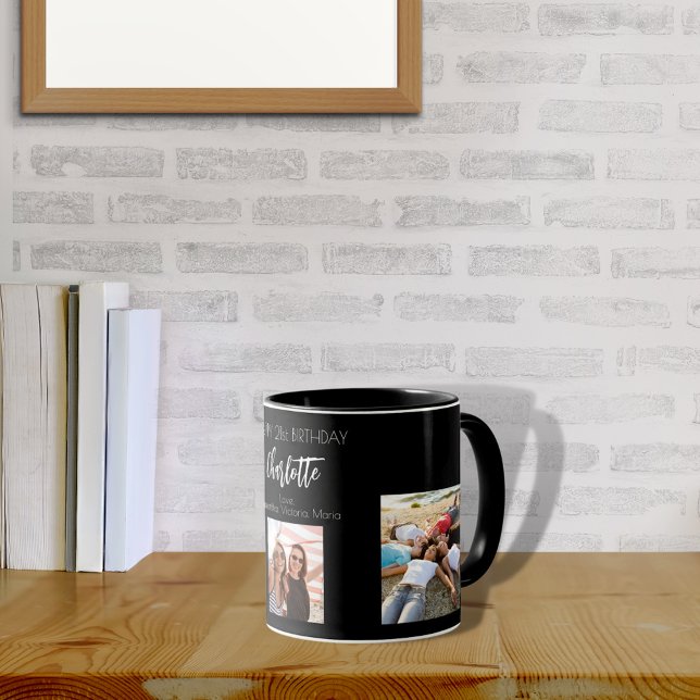 Birthday friend black photo names mug (Creator Uploaded)