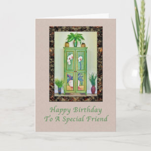 Birthday, Friend, Still Life with Antique Cabinet Card