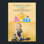 Birthday Friends Photo Invitation<br><div class="desc">They're ready for a party - a pink cat, a yellow giraffe and a blue dog. Just add your photo under the scalloped canopy and get the celebration going. The card is easy to customise with your wording, font, font colour and choice of six paper types. Not exactly what you're...</div>