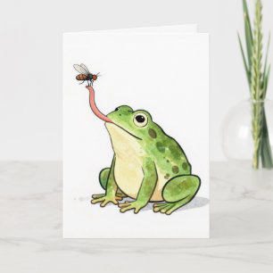 Birthday Frog Catching a Fly Card