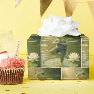 Birthday Frog In Yoga Pose Wrapping Paper