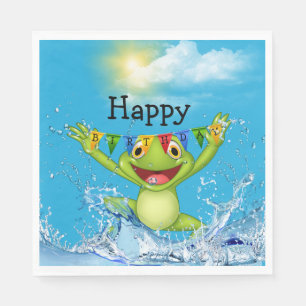 Birthday Frog Jumping Out of Water Napkin