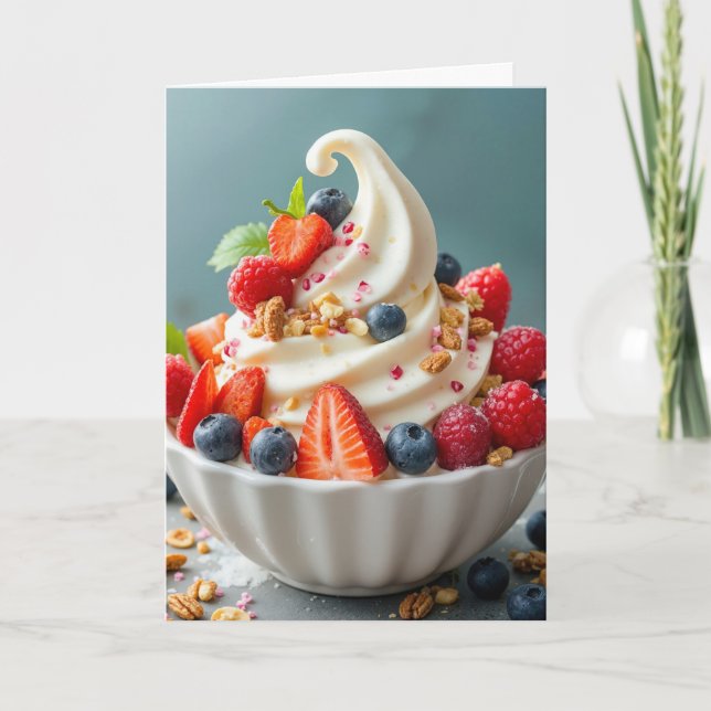 Birthday Frozen Yogurt With Berries Card (Front)