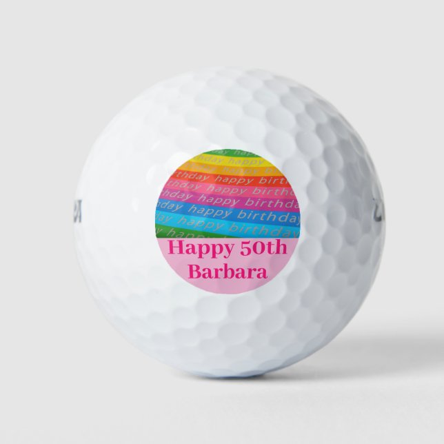 Birthday Fun Colourful Rainbow Golf Balls (Front)
