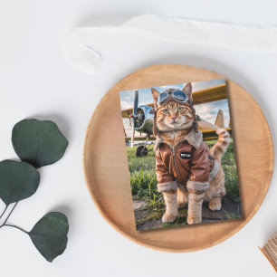 Birthday Funny Cat Pilot & Aeroplane Aviation Pet Postcard