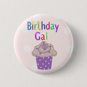 Birthday Gal Polka Dot Cupcake 6 Cm Round Badge