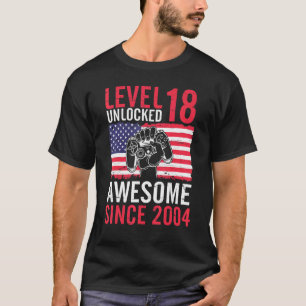 Birthday Game Level 18 Years Old Unlocked Awesome  T-Shirt