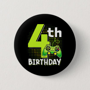 Birthday Gamer 4 Years Old Funny Video Game Boys  6 Cm Round Badge