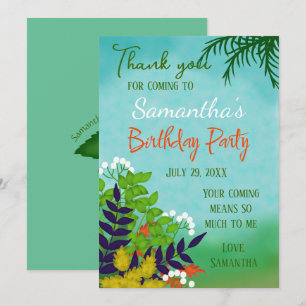 Birthday Garden Theme Thank You Card